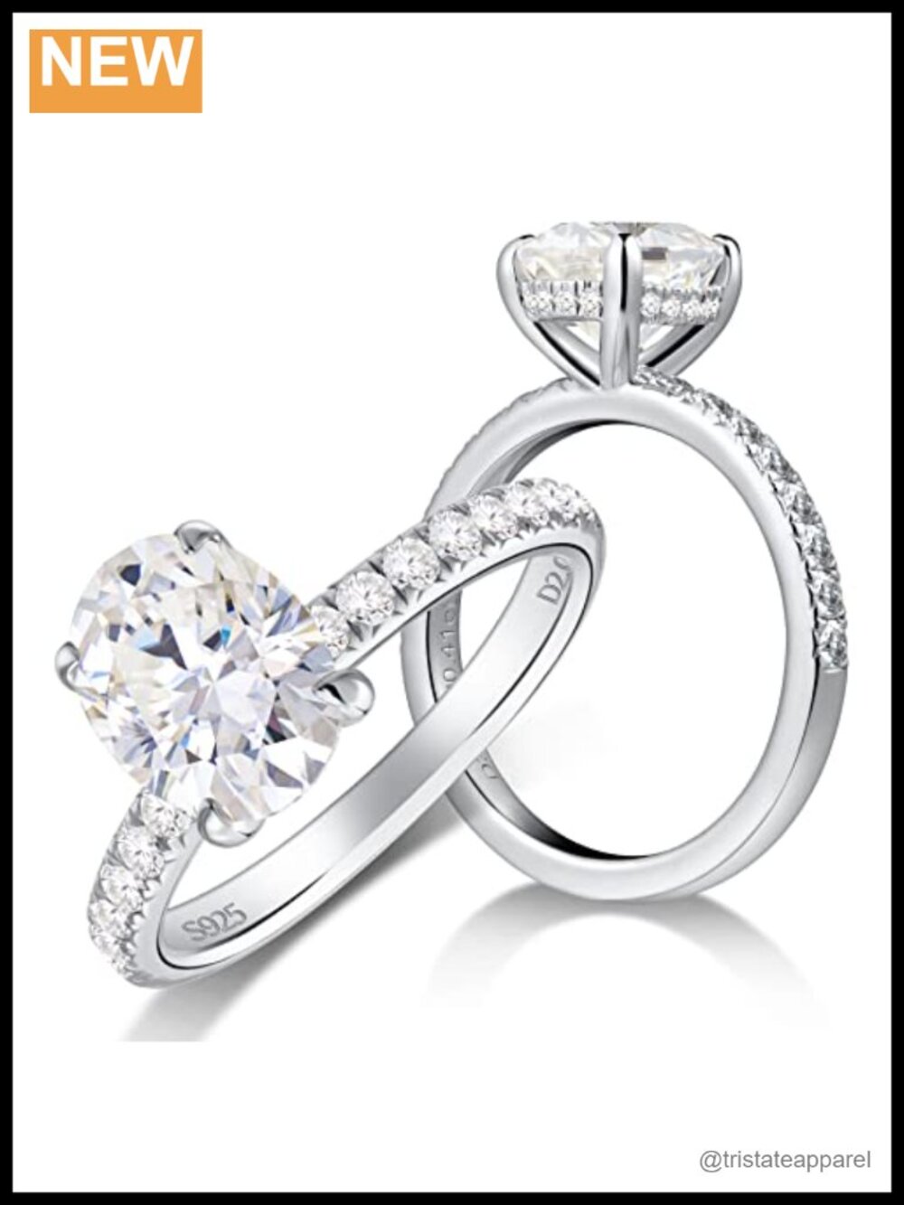 2ct Oval Cut Moissanite Engagement Ring Sterling Silver Wedding Promise